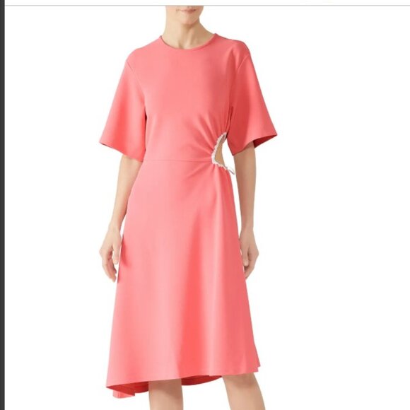 NWT See by Chloe Pink Crepe Cut Out Midi Dress, Size XS - Picture 1 of 6